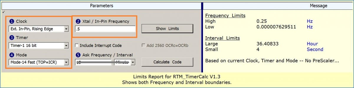 Image shows RTM_TimerCalc V1.3 Limits Report.