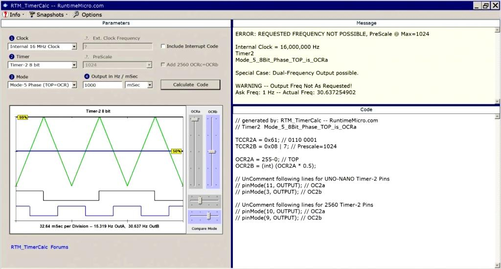 Setting up an Arduino Timer Interrupt with RTM_TimerCalc application. Setting up an Arduino Timer Interrupt with RTM_TimerCalc application.